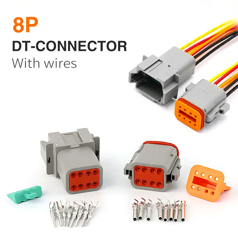 5/10/100 Sets Deutsch Type Connector Male Female Waterproof DT Connectors 8-Pin Dt04-8p Dt06-8s ,Sealable,8 Position