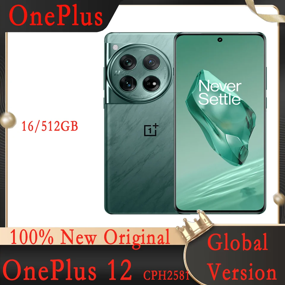 Global Version OnePlus 12 Mobile Phone, 6.82” Snapdragon 8 Gen 3, 50MP NFC Bluetooth 5.4 Smartphone Android Sony IMX615 100W