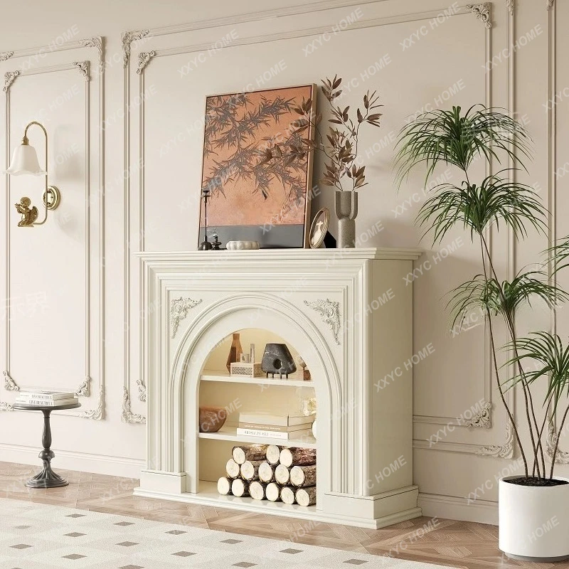 Vintage fireplace cabinet living room background wall decorative porch cabinet electronic simulation fire