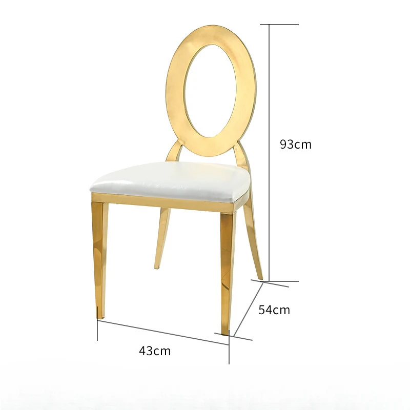 Luxury European style metal circular hollow backrest soft cushion stainless steel chairs, hotel dining chairs, wedding banquet c