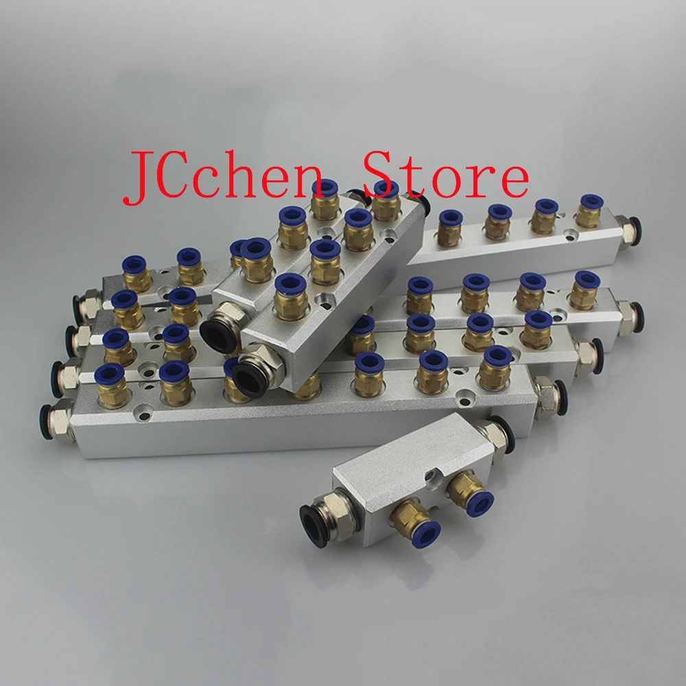 30x30mm WxH 2 3 4 5 6 7 8 9 10  Way 4-12 Ports Pneumatic Air Manifold Splitter With 8mm 12mm Coupler