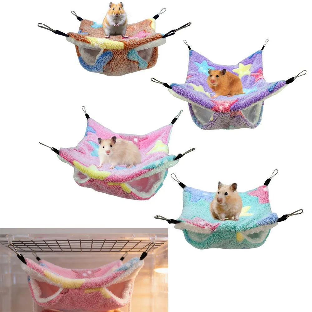 Hammock For Rats Double Thick Plush Warm Bed For Hamster House Nest Sleeping Bag Hanging Tree Beds Size L M S