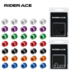 RIDERACE-Parafusos de Corrente de Bicicleta Dupla ou Única, Parafuso e Porca para Bicicleta MTB, Liga de Alumínio CNC, 7075, M8, 6.5mm, 8.5mm, 5 Pcs