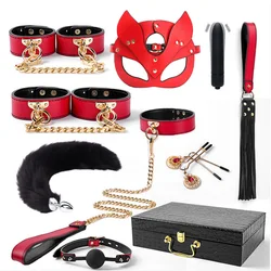 Sex Bondage BDSM Kit Restraints - UpgradeSets with Adjustable Handcuffs Collar Ankle Tickler Anal Plug Toy for Men Women Couples