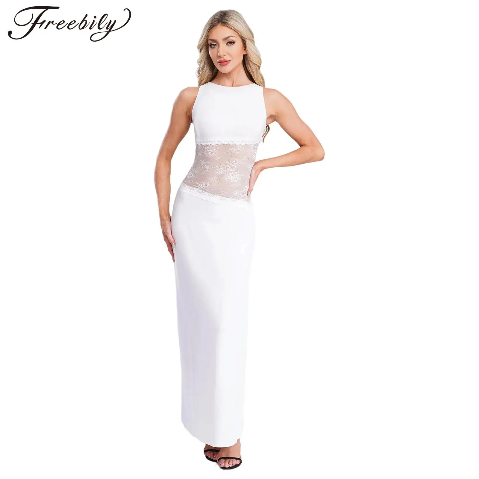 Elegant Women's Party Dress Backless Sleeveless Bodycorn Dress Hollow Out Mesh Dresses Vestidos Pageant Gown Robe De Soiree