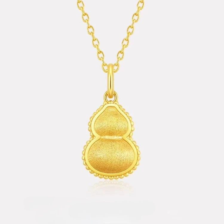 

Fashion 18kt Gold Calabash Pendant Necklace for Women Wedding Anniversary Chain Bracelet Jewelry Sets Gifts Not Fade