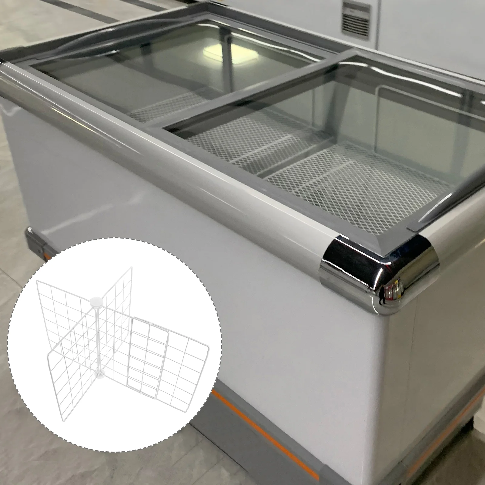 Freezer Layered Storage Basket White Iron Deep Dividers Chest Refrigerator Accessory Breathable Grid Design Adjustable Shelving