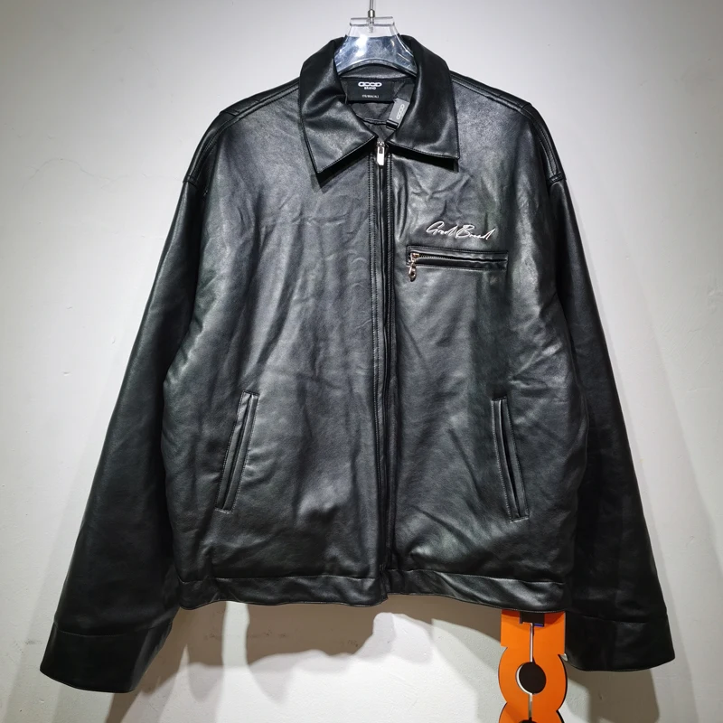 

Real Photos High-quality Heavy Fabric GOOD Coat Autumn Winter Cotton Keep Warm Casual Zipper Leather Jacket GOODBRAND Jacket