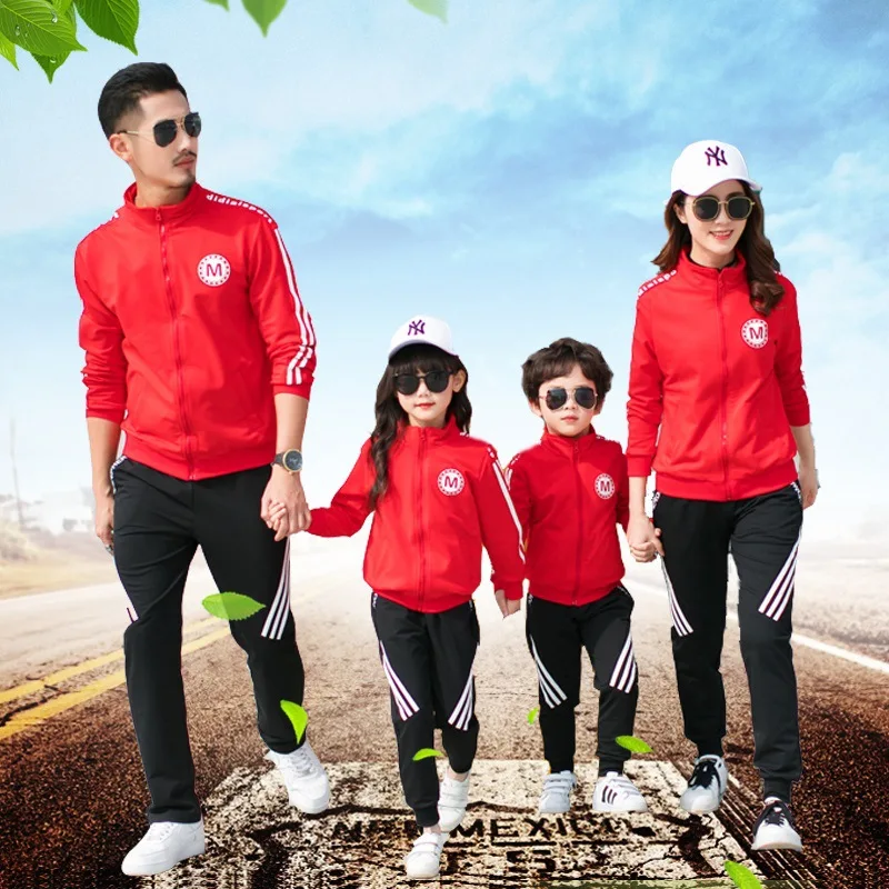 

Family Matching Outfits Spring Autumn Winter Mum Daughter Dad Son Jacket & Pants Adults Kids Uniform Suit Children Sports Sets