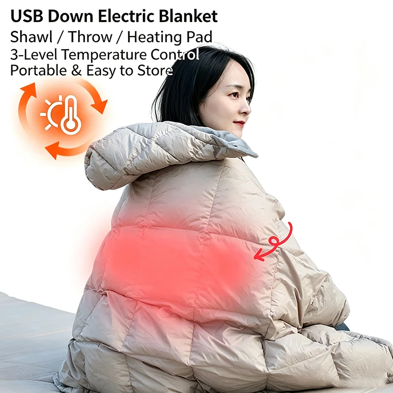 USB Electric Heating Blankets Heated Shawl Blanket For Winter Warm Home Office Sofa Nap Outdoor Camping Portable Throw Blankets