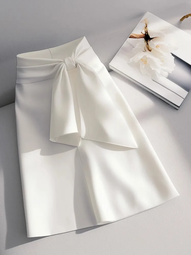

Summer White Straight Leg Skirt High Waist A-Line Skirt Versatile Design Unique Small Stature Trendy Faionable Skirt