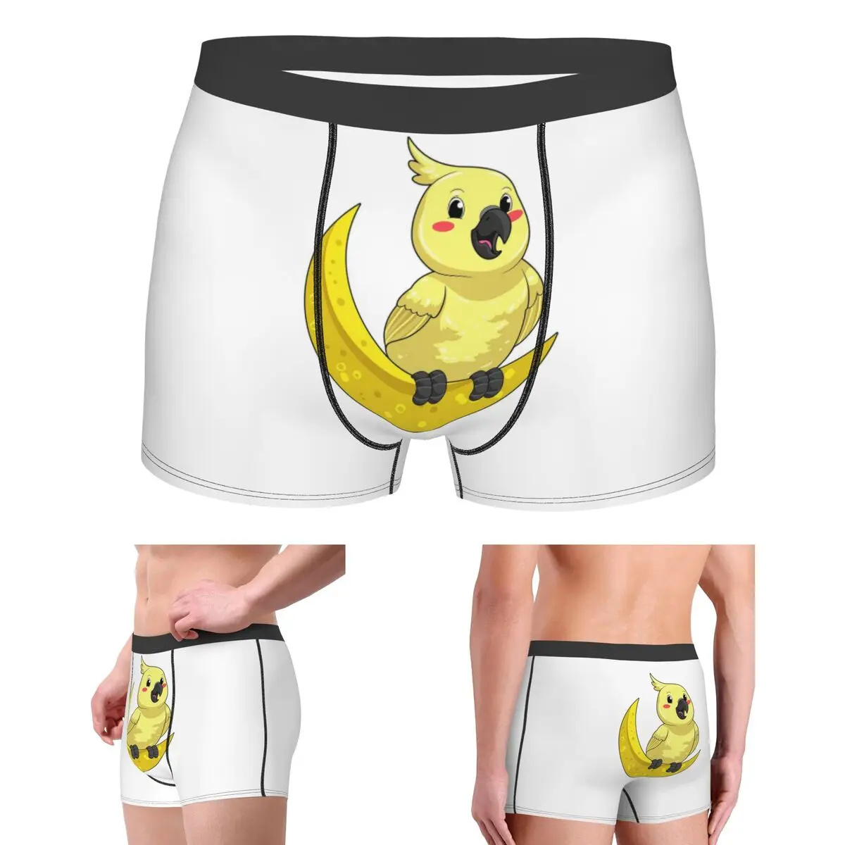 

Boxer Underpants Shorts Cockatoo Cockatiel Parrot With Moon Panties Men Breathable Underwear for Homme Man Boyfriend Gifts