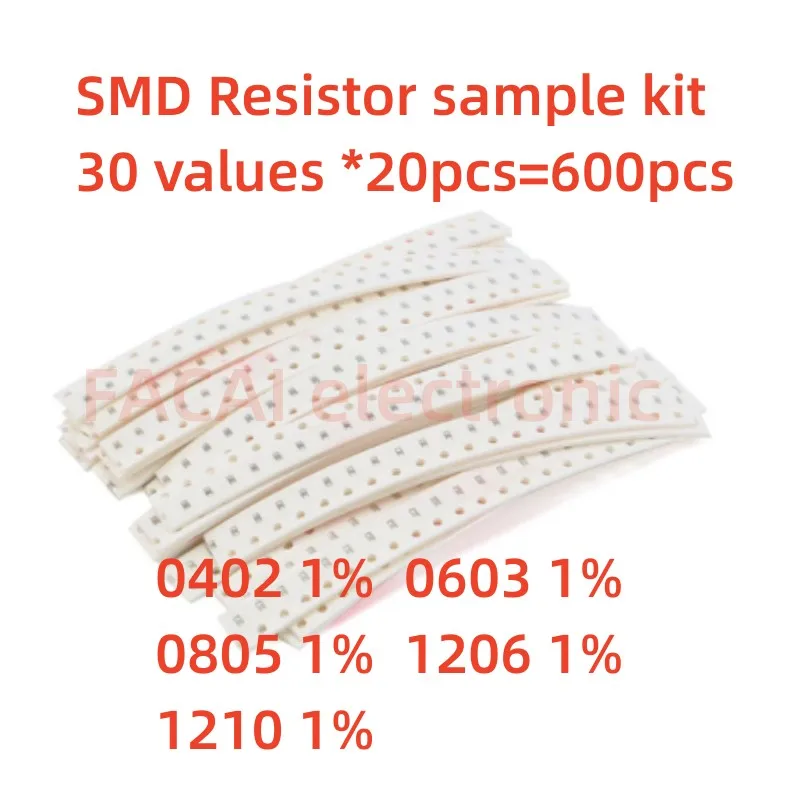 33valuesX 20pcs=660pcs 0603 0805 1206 Resistor Kit Assorted 1R To 1M Ohm 1% 5% SMD Sample Kit DIY 3.3R 5.1R 10R 47R 62R 82R 1K