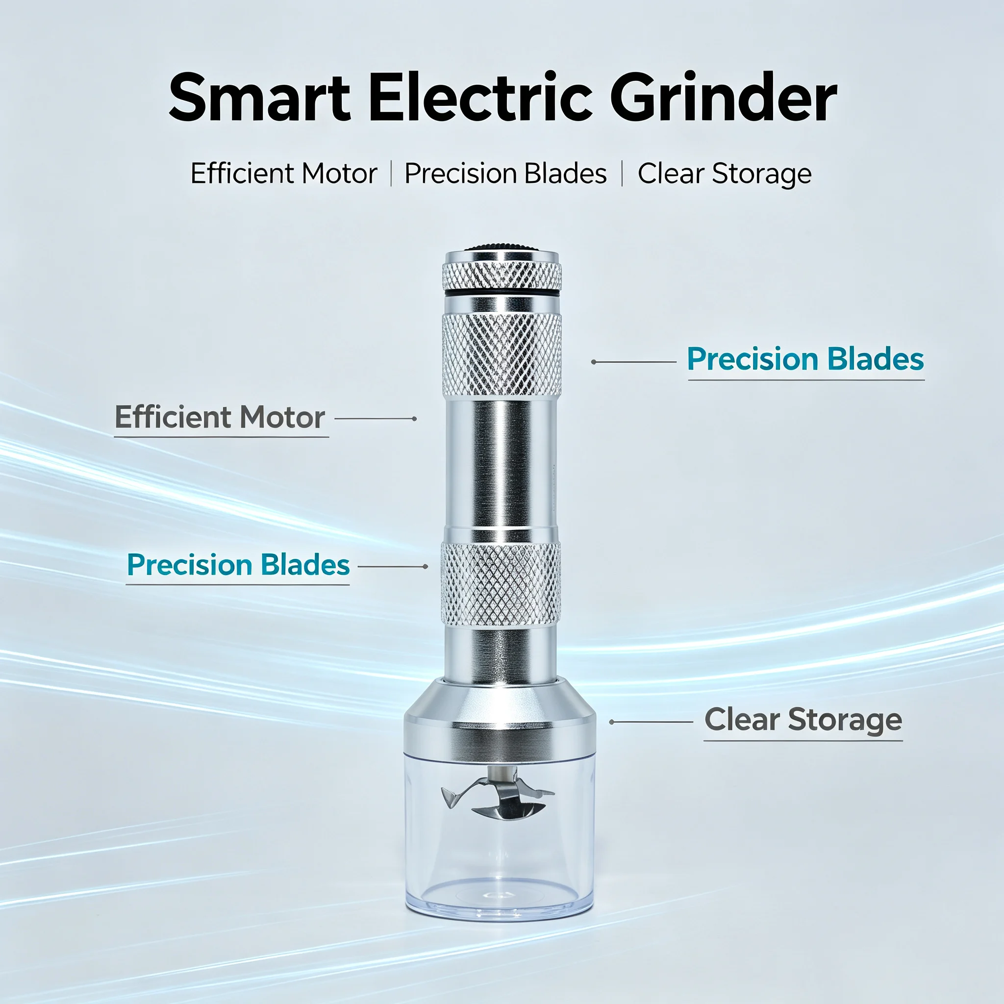 Electric Small Coffee Grinder, Multifunctional Spice, Grain, and Chili Crusher, Small Portable Grinder, Aluminum Alloy Shell, Sturdy and Durable (Battery Not Included)