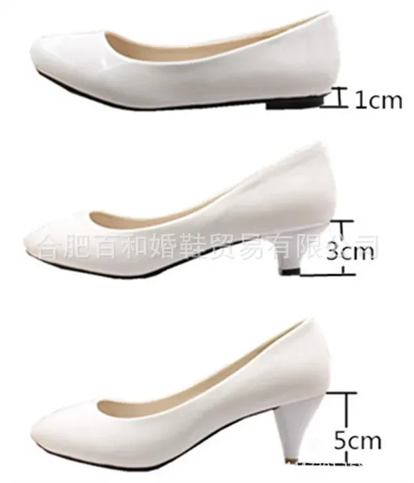 Shoes Quality High Heels Women Pumps Wedding PU Flat 3 5 8CM Thin Heels Fashion Rhinestone Lower Shallow Lace Woman Shoes White