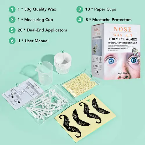 Painless Nose Hair Removal Wax Kit Home Beauty Nose Ear Depilator Waxing Tools Nose Ear Lips Hair Cleaning Wax Beads Set Safety - Image 8