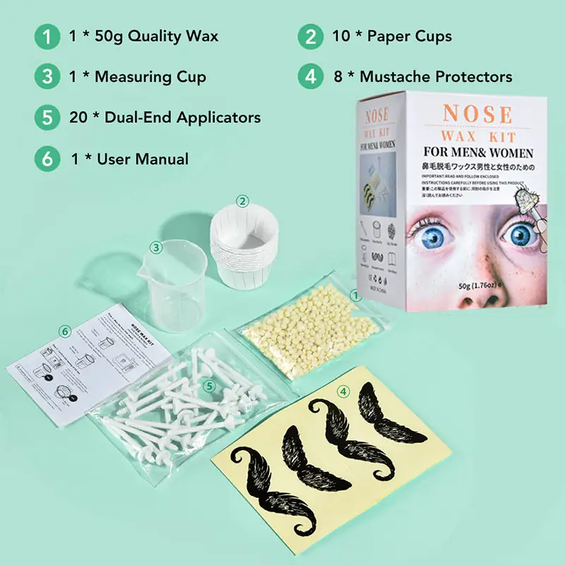 Painless Nose Hair Removal Wax Kit Home Beauty Nose Ear Depilator Waxing Tools Nose Ear Lips Hair Cleaning Wax Beads Set Safety - Image 8