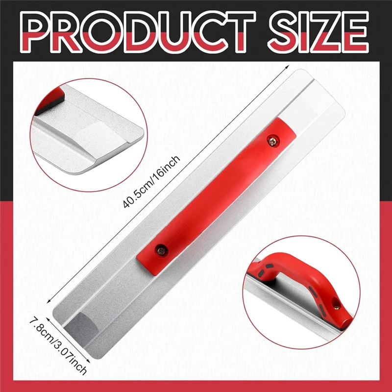 

-A12R 16 Inch Beveled End Magnesium Hand Float With Soft Red Handle Concrete Finishing Tools Magnesium Concrete Floats