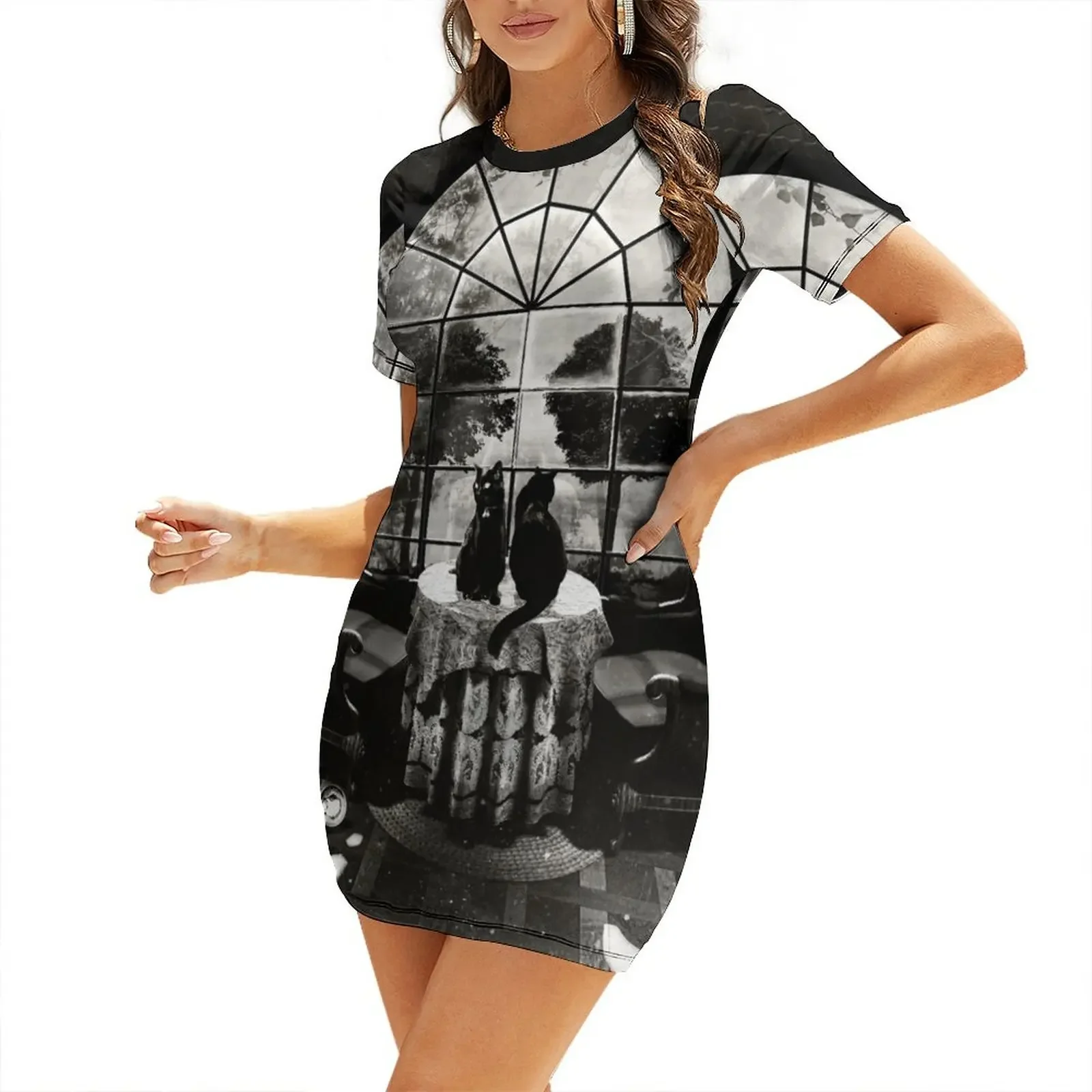 룸 스컬 반팔 드레스 여성 여름 여성 여름 드레스 여성 여름 점프수트 프롬 드레스 2025 드레스