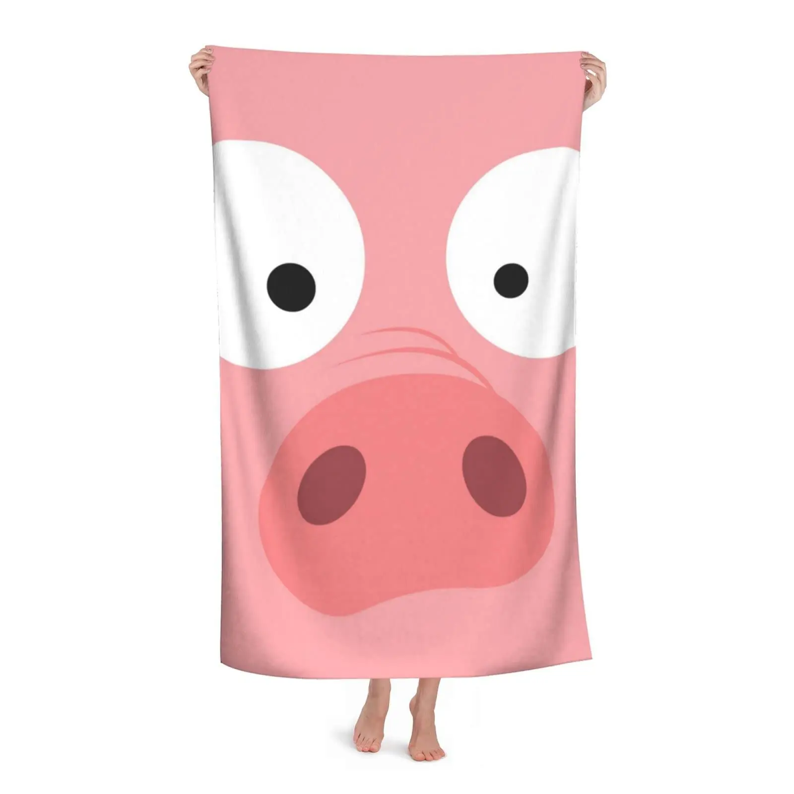 Cute Cartoon Pig Beach Towel Soft Quick Dry Absorbent for Home Bathroom Bath Towel Gift for Kids Teens Travel Camping Picnic Mat