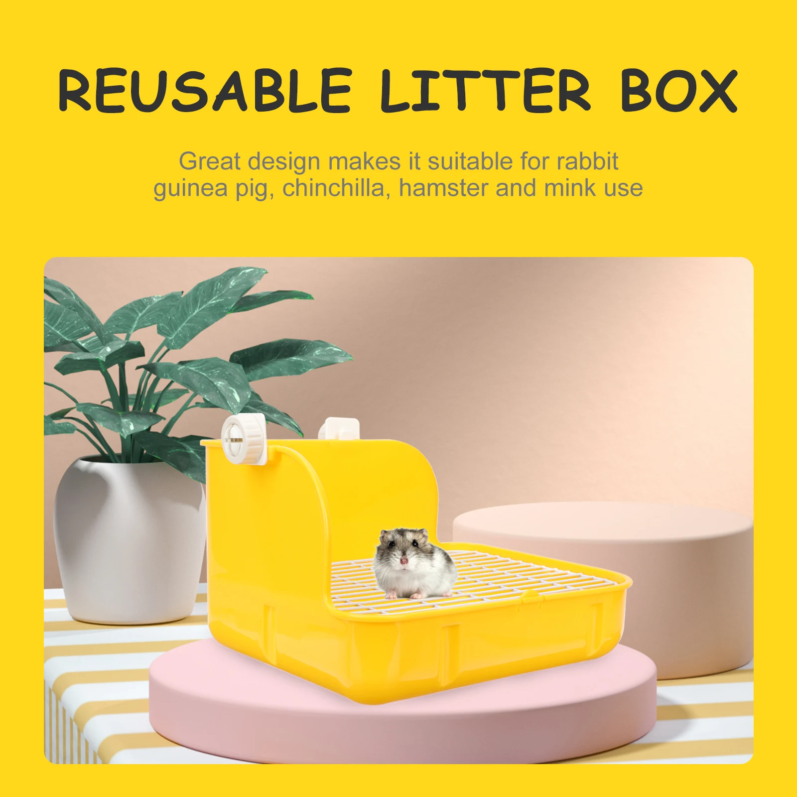 

Pet Toilet Plastic Rectangular Bunny Reusable Potty Household Rabbit Detachable