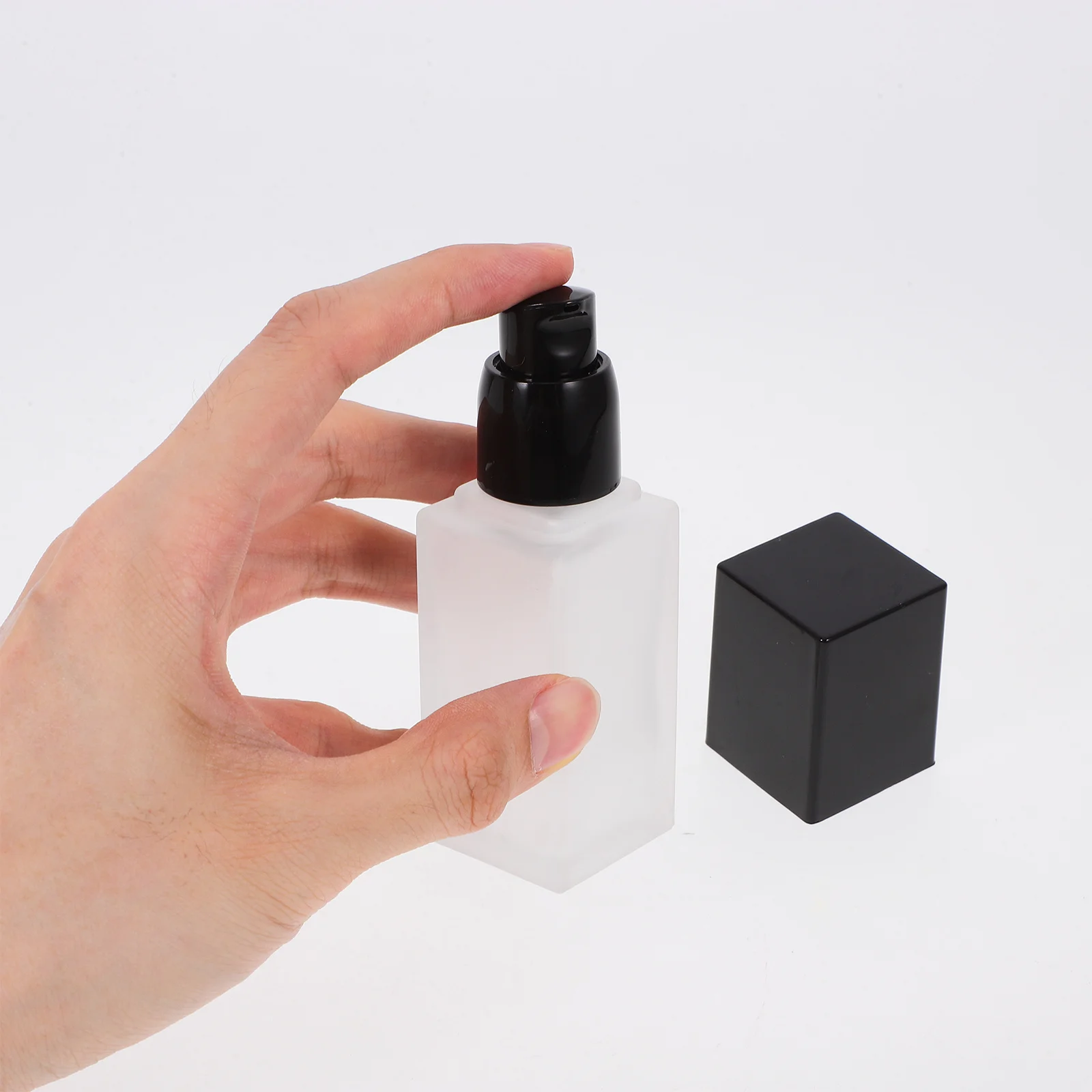 WOONEKY 3개입 무광 유리 리퀴드 파운데이션 병 빈 스퀴즈 프레스 로션 용기 투명 포장