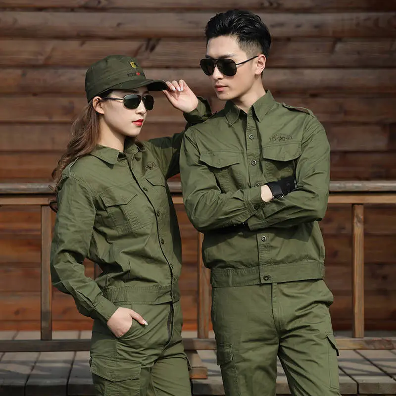 Summer Pure Cotton Military Green Suit Thin Long Sleeved Short Sleeved Labor Protection Suit Welding  Work Suit