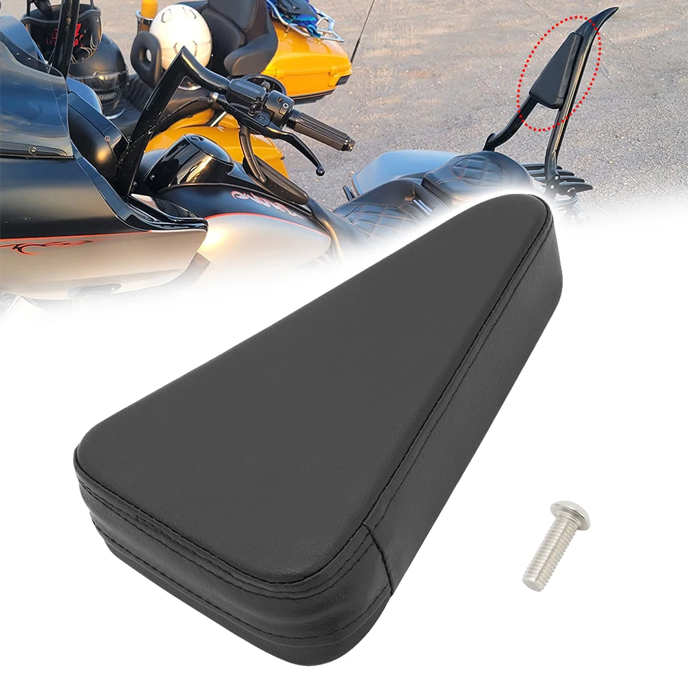 

Motorcycle Universal PU Leather Sissy Bar Backrest Cushion Back Pad Black For Harley Yamaha Honda Suzuki Kawasaki