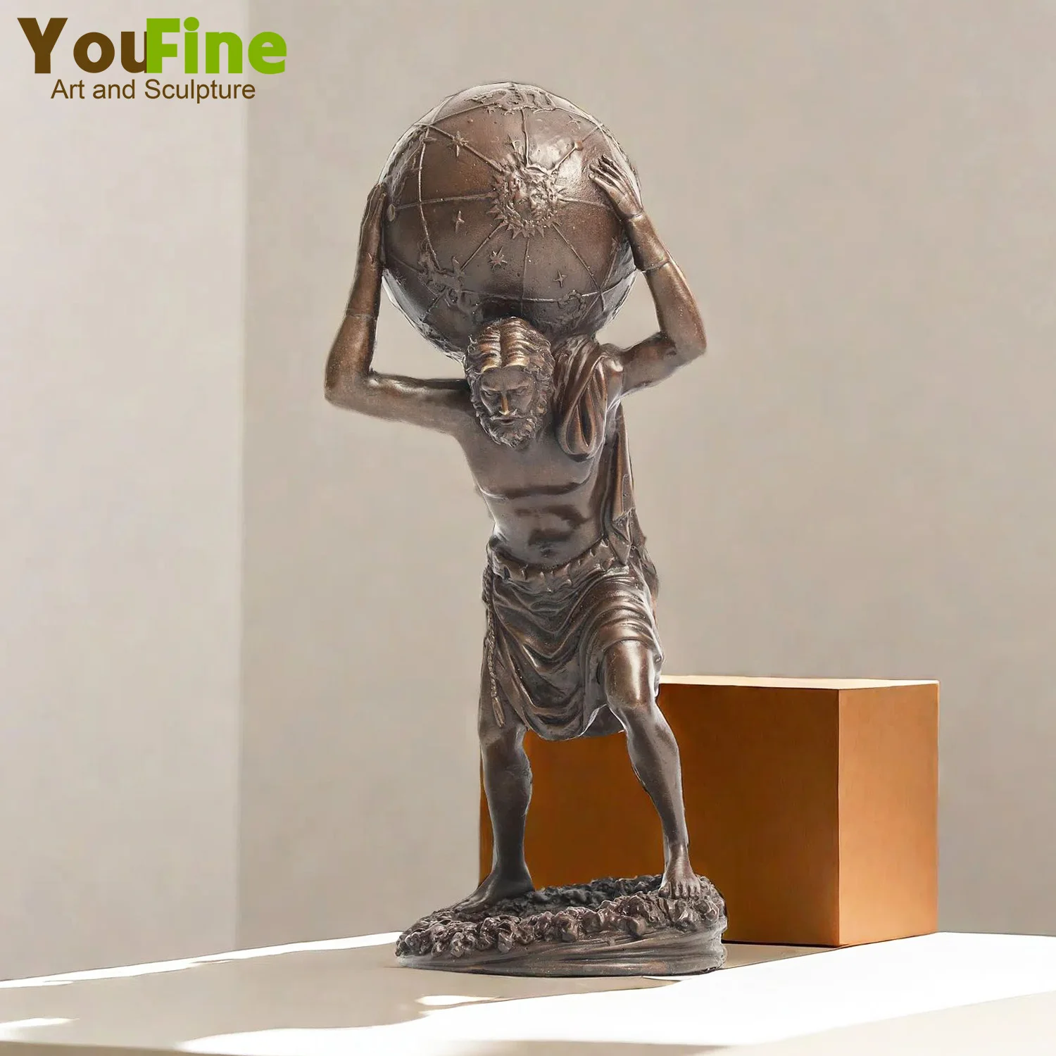 Greek Titan Bronze Atlas Carrying The World Statue Greek Myth God Atlas Bronze Sculpture For Home Indoor Decor Ornament Crafts