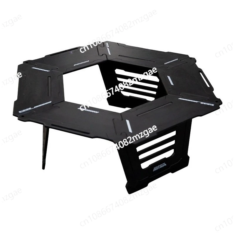 

Outdoor stove tea table camping multi-functional sliding hexagonal round table barbecue table camping removable