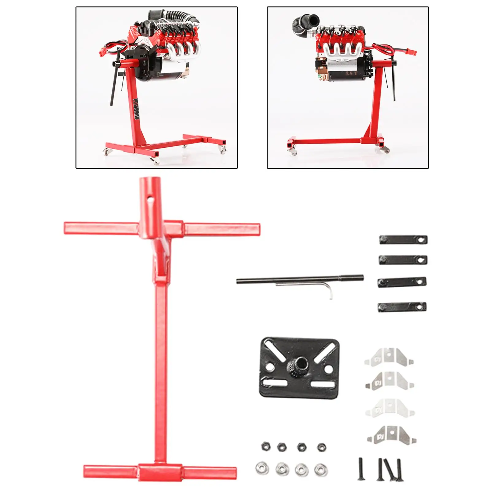 Rotatable Simulated Stainless Steel V8 Motor Engine Flip Maintenance Repair Bracket Stand Accessory