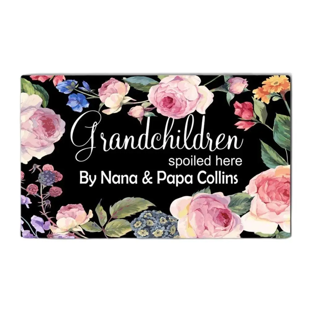 

Grandchildren Spoiled Here Doormat Outdoor Porch Patio Front Floor Christmas Halloween Holiday Rug Decor Home Door Mat