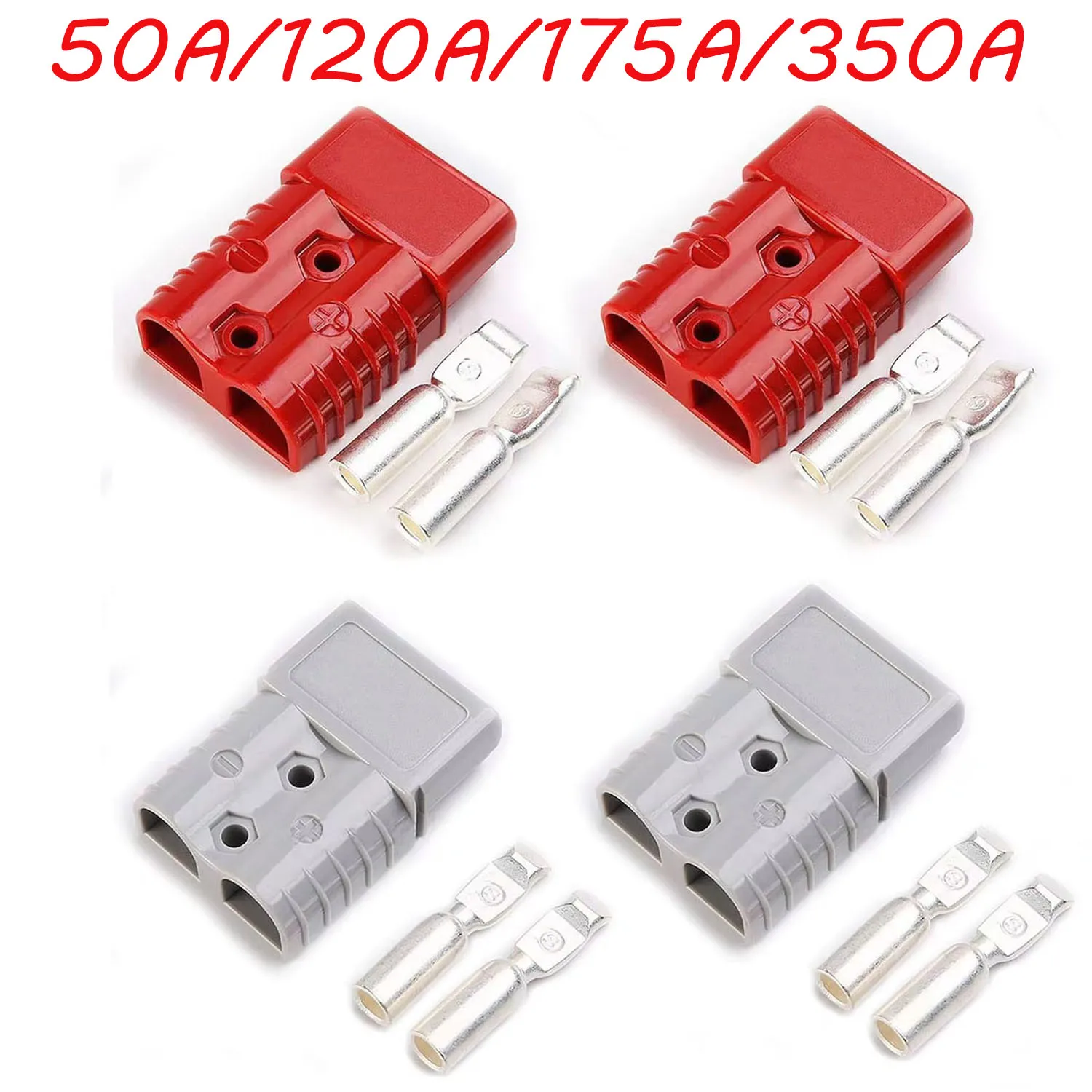 2PCS For Anderson 50A 120A 175A 350A 600V Plug Cable Terminal Battery Power Connector Kit Quick Plug Battery Charging Connector