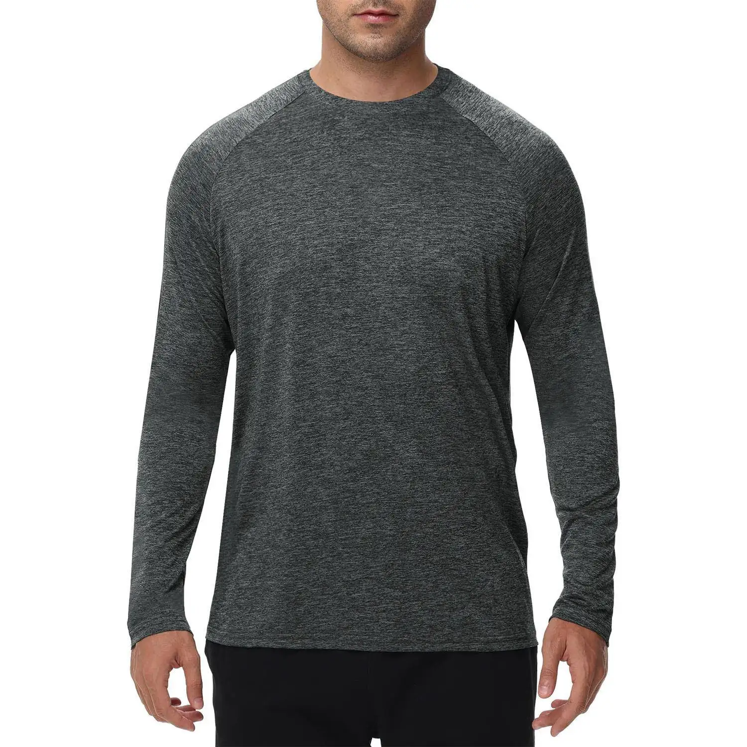 سترة رياضية Fitn للرجال Qui Dry Long Sve تي شيرت للجري قابل للتنفس كاجوال صيفي للحماية من الأشعة فوق البنفسجية عبر الحدود
