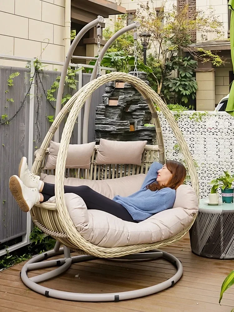 Courtyard Outdoor Swing Basket Rattan Hanging Chair Double Home Balcony Lazy Swing Cradle Chair