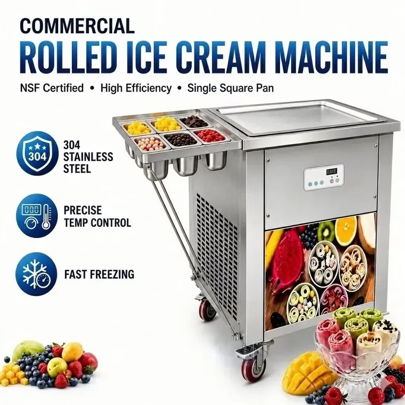 for Mango Blueberry Chocolate Ice Cream Roller Fried Ice Cream Machine Double Plate Cold Chip Machine for Cafes and Food Cars