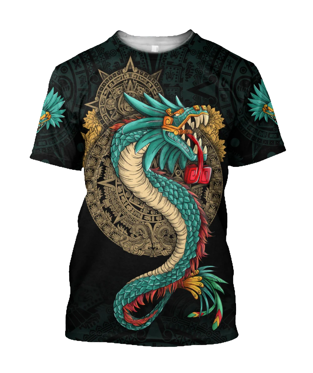 Aztec Maya Quetzalcoatl God 3D Summer T-Shirt Men/Women Rope Casual Street Wear O-Neck Homme Large Harajuku Top