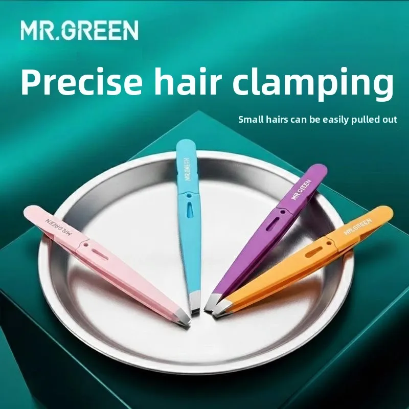 Pince à épiler sourcils MR.GREEN, colorée, en acier inoxydable, pour poils fins, outil de maquillage pour l'épilation des sourcils