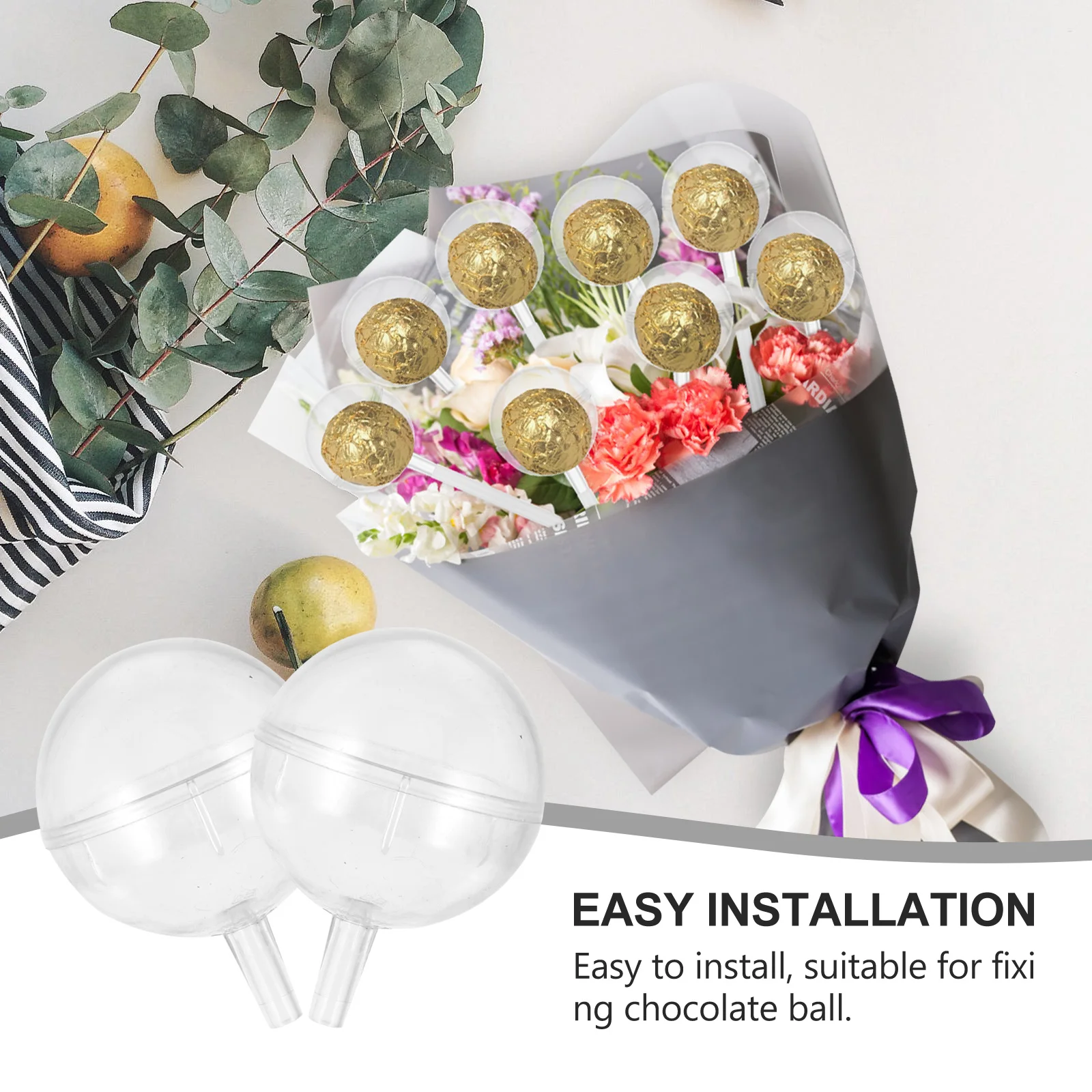 Soporte de plástico para ramo de Chocolate, decoración de boda, Base DIY, soporte para bolas de Chocolate, soporte para ramo de dulces, 100 Uds.