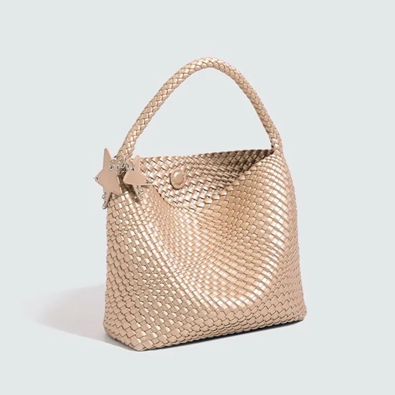 

Woven Handbag Women's Wallet Vegetarian Leather Shoulder Handbag-Fashion Summer Beach Handbag-Large Travel Handbag