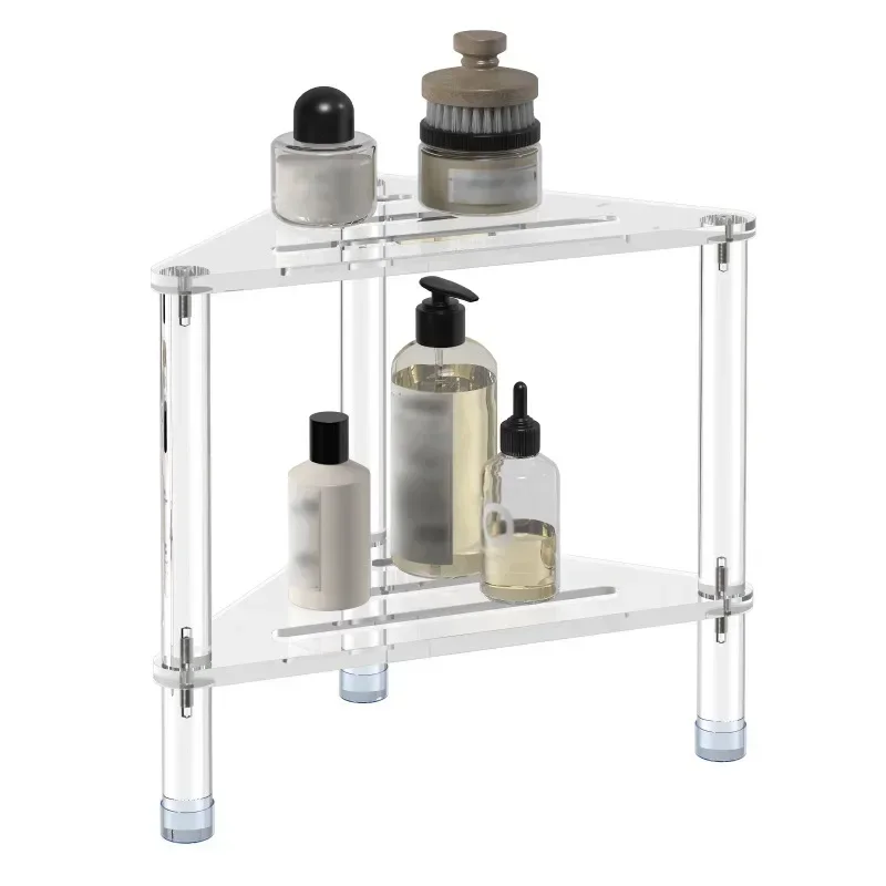 Acrylic triangular bathroom stool, short transparent non-slip pedal