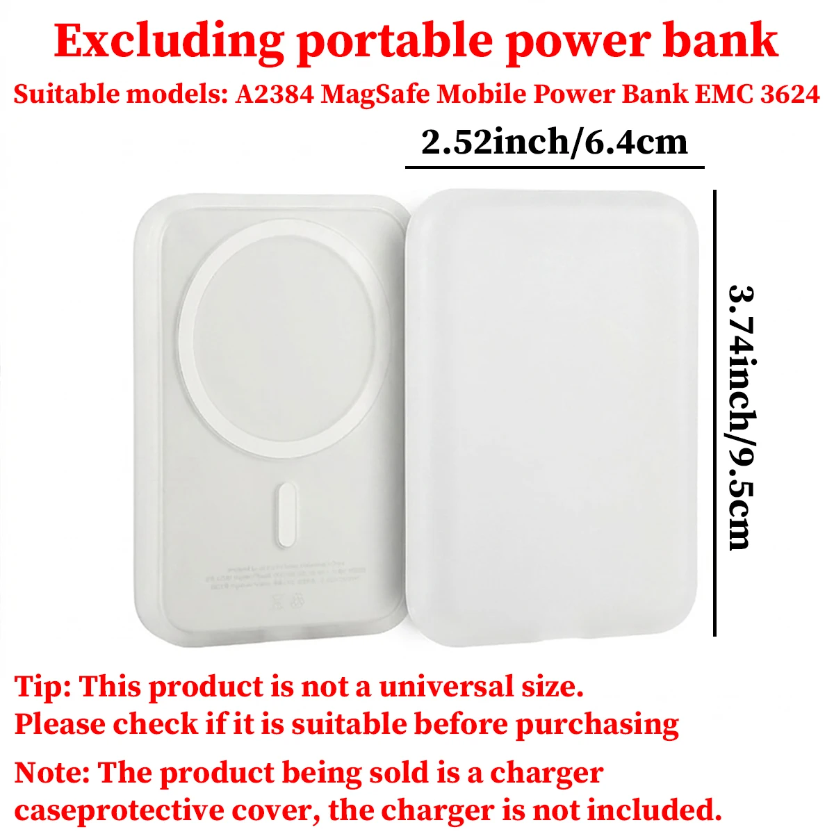 1Pcs Black TPU Charging Case Protector, Compatible With Apple's Original MagSafe Wireless Power Bank