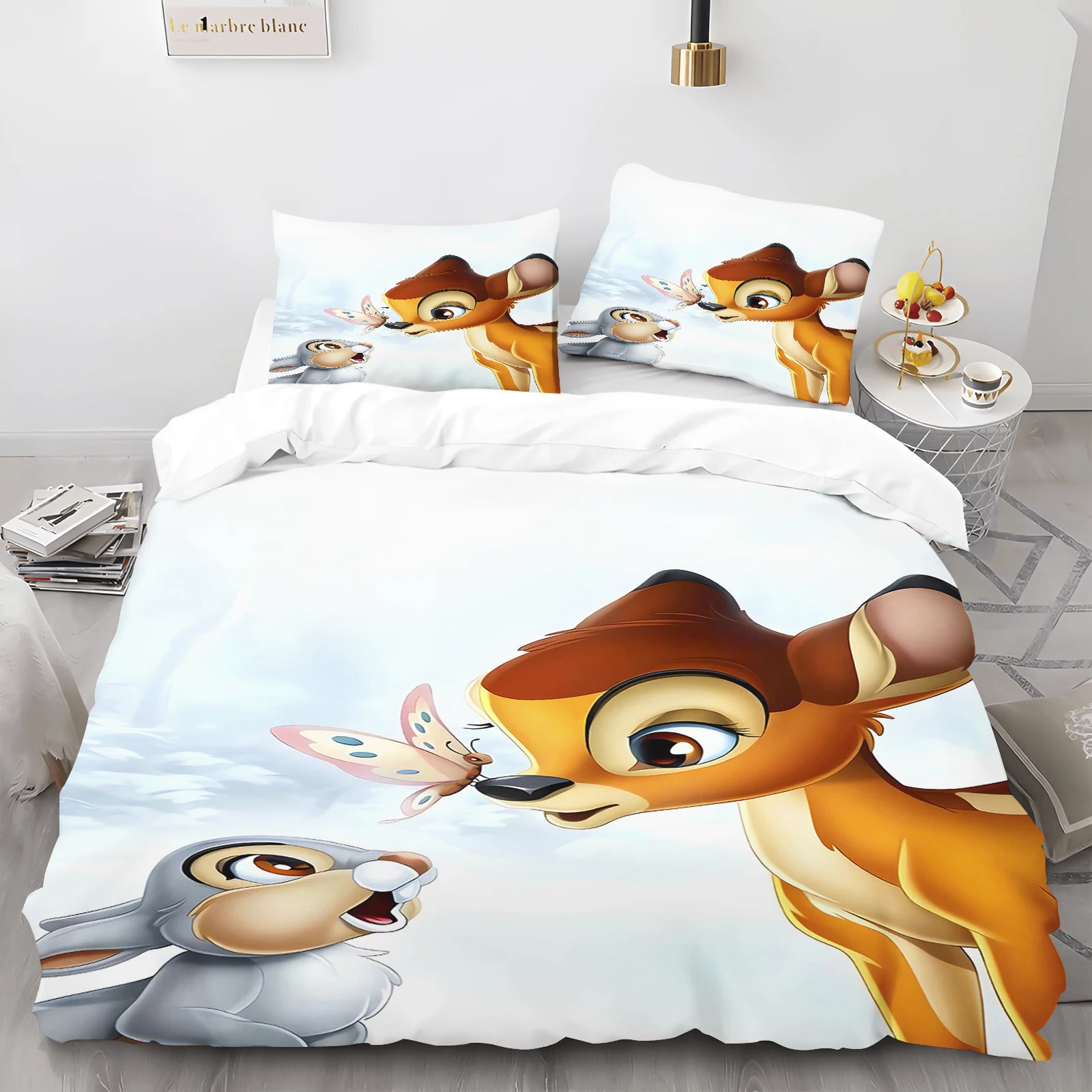 2/3-Piece Set Cartoon Cute Bambi Bedding Set Sampdoria Duvet Cover Childlike Innocence Bedroom Decor Child Gift