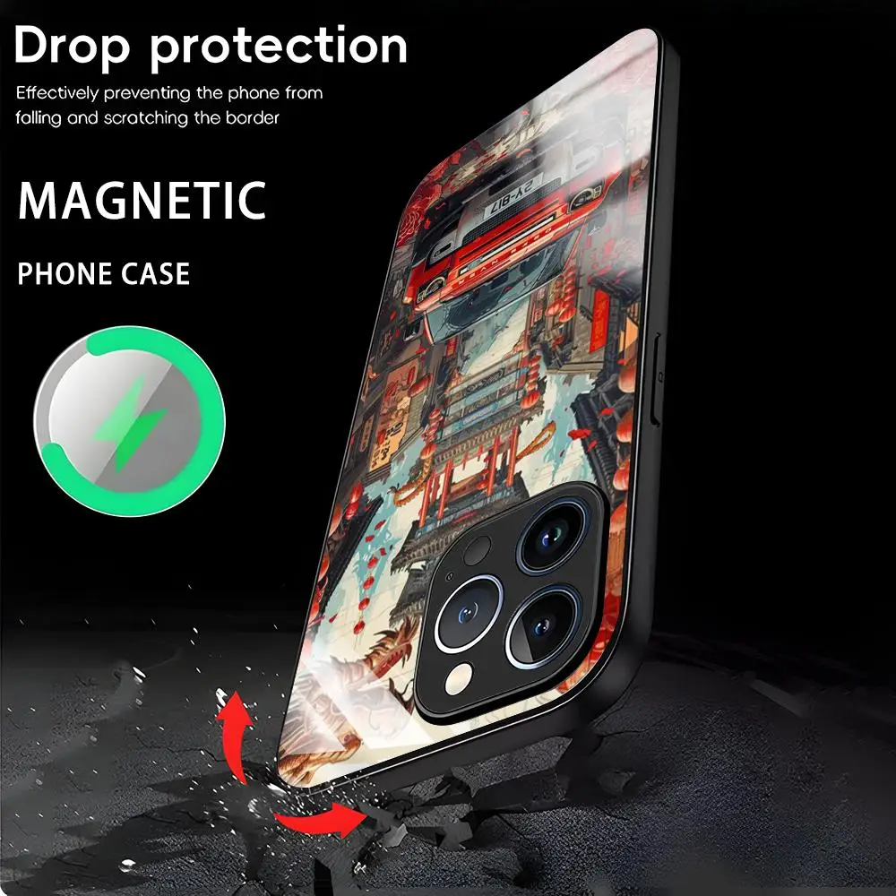 Fashion off-road rover Range Phone Case For iPhone 16 15 14 13 12 11 X XR XS 8 Plus Mini Pro Max Glass Magnetic Phone Case