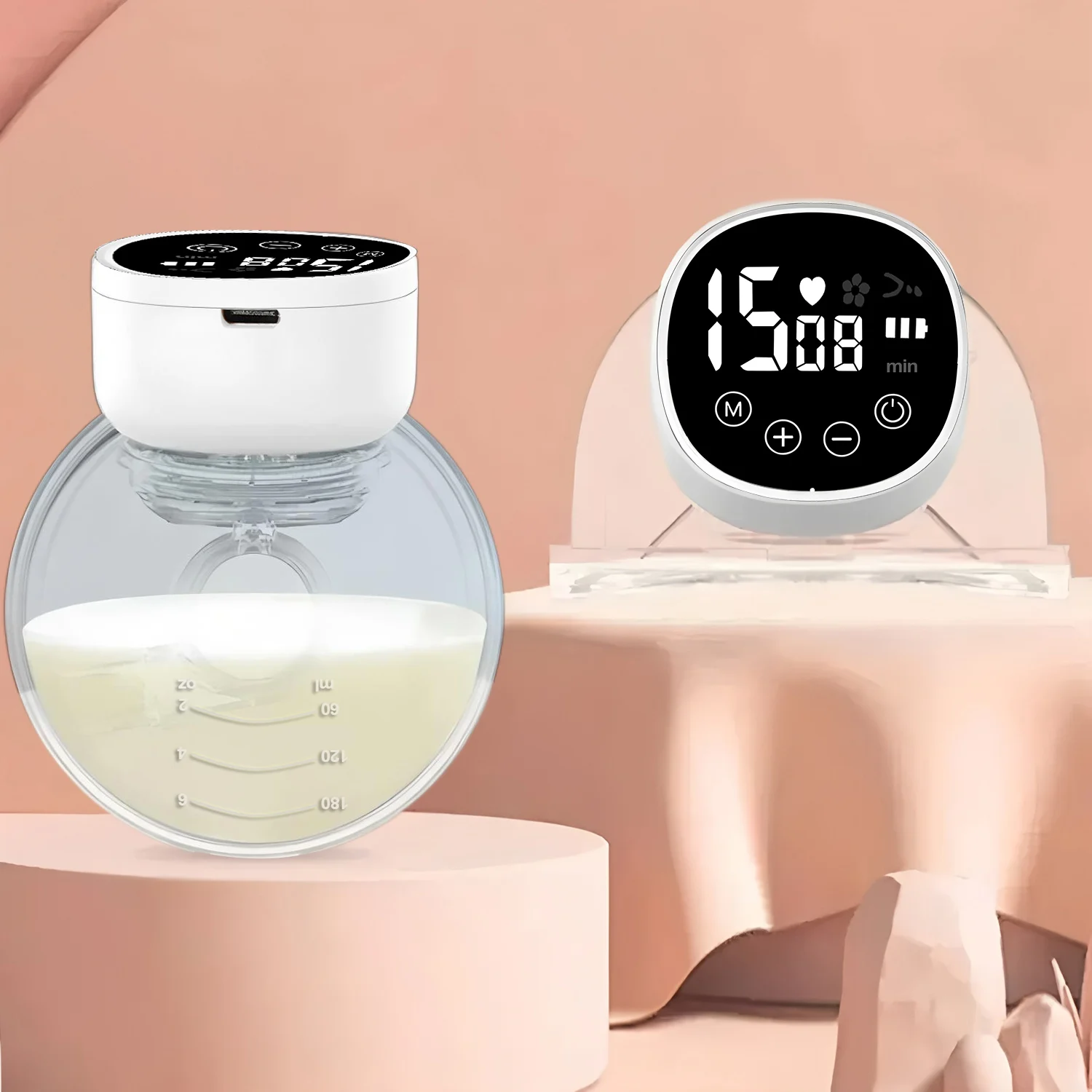 مضخة الثدي القابلة للارتداء الكهربائية بدون استخدام اليدين BPA شحن USB لجامعي الحليب آلة مضخة حليب الثدي ، كيس مسحوق الحليب هدية