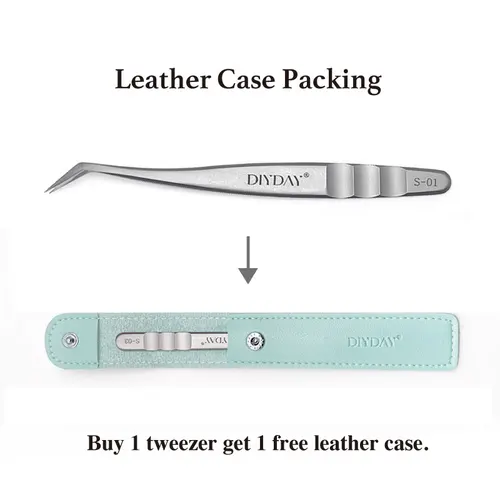 Imagen 2 del producto Pinzas de extensión de pestañas DIYDAY, pinzas de precisión para cejas de acero inoxidable, punta de fibra, aislamiento de volumen, pinzas de extensión de pestañas
