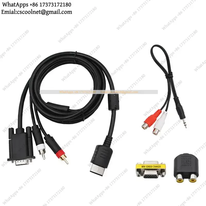 A96T VGA Cable HD Cable + 3.5mm to 2-Male RCA Audio for SEGA Dreamcast Console High Definition Video Output Game Display Cord