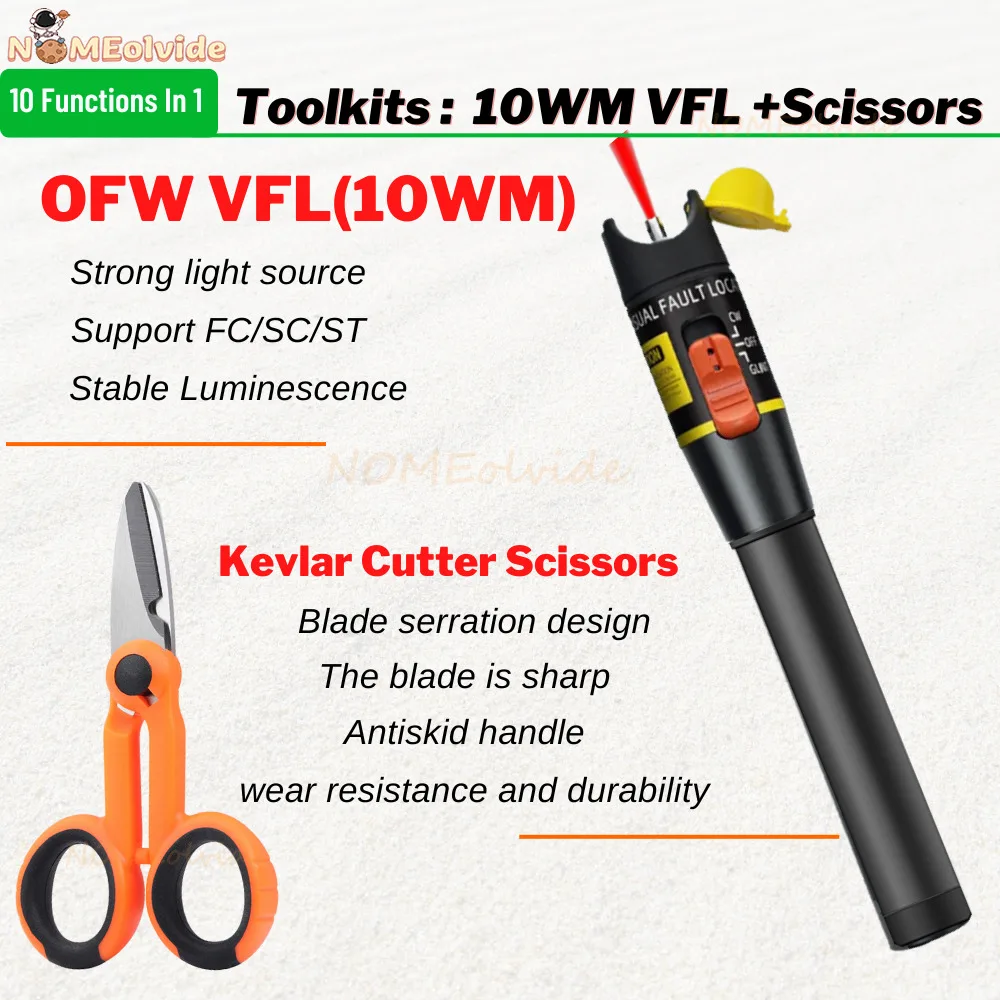 Hot Fiber Optic FTTH Tool Kit with SKL-6C Fiber Cleaver Optical Power Meter 10MW Visual Fault Locator Wire stripper suit sale