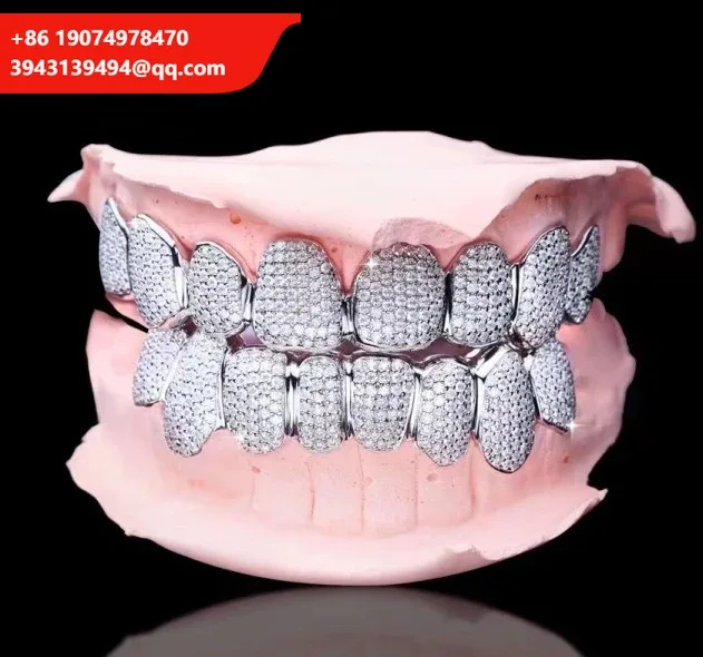 

Gallerley Custom Design Hot Sale HipHop Fine Jewelry Polishing S925 Silver VVS Moissanite Grillz