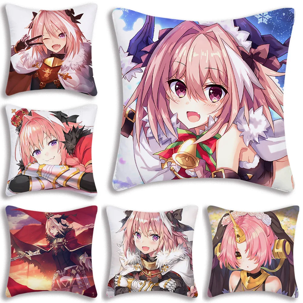 

Fate A-Apocrypha AstolfoS Pillow Covers Cartoon Sofa Decorative Home Double-sided Printing Short Plush Cute Cushion Cover